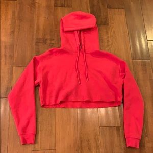 red cropped hoddie